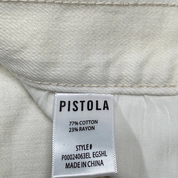 Pistola Women’s Saige High Rise A-Line Denim Shorts Size 27 Eggshell/Ivory - Picture 3 of 7
